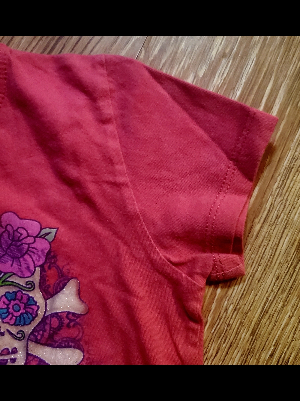 Womens Fame & Fortune Hot Pink Sugar Skull & Rose Graphic Tee - Picture 2 of 6